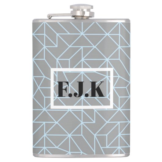 ビニパーソナライズされたー包まれたフラスコ – 幾何学青 フラスク (正面)