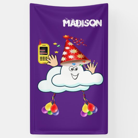 ビニルハッピーバースデーカレンダーIPhone文字クラウド 横断幕 (縦)