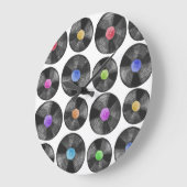 ビニルLPレコードレトロイラストレーション ラージ壁時計 (傾斜)