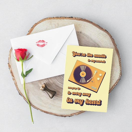 ビニールお洒落レコードを回転するターンテーブル。 カード