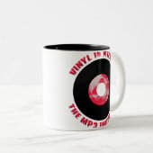 ビニールがMP3業界のマグを殺している ツートーンマグカップ (正面右)