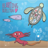 ビニールのステッカー – 海の中のAxolotls - Buellton.Art シール (正面)