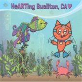 ビニールのステッカー – Scuba Cat - Buellton.Art シール (正面)