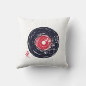 ビニールのレコードグランジレトロと桜 クッション (裏面)