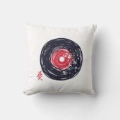 ビニールのレコードグランジレトロと桜 クッション (正面)