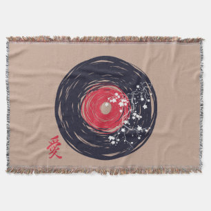 ビニールのレコードグランジレトロと桜 スローブランケット