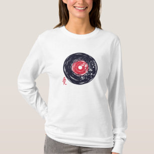 ビニールのレコードグランジレトロと桜 Tシャツ
