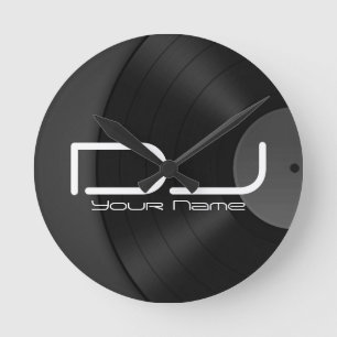 ビニールの背景が付いているDjの柱時計 ラウンド壁時計