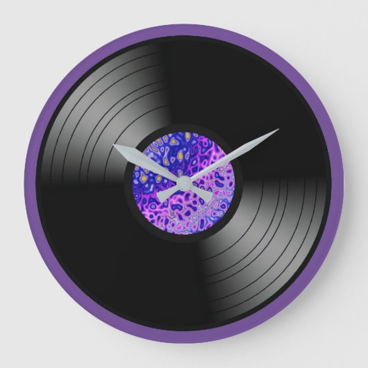 ビニールアルバムレコード 音楽好き ラージ壁時計 (正面)
