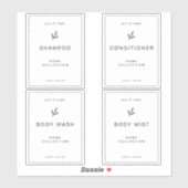 ビニールエレガント防水浴室ラベル、4セット シール (シート)