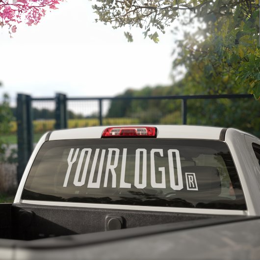 ビニールカートラックウィンドウにビジネスロゴデカール ウィンドウサイン