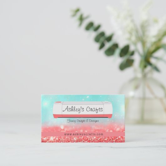 ビニールクラフティング&デザインコーラル&ターコイズブシ 名刺 (スタンド正面)