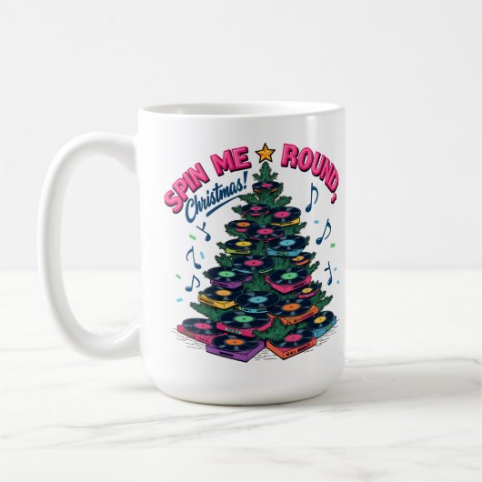 ビニールクリスマスツリー音楽愛好家 コーヒーマグカップ (左)