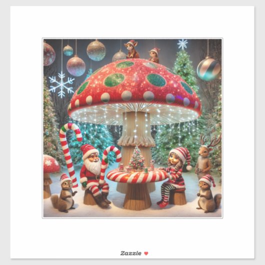 ビニールシール:クリスマスキノコデザイン シール (シート)