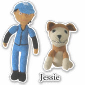 ビニールシール – 男の子と犬 シール (正面)