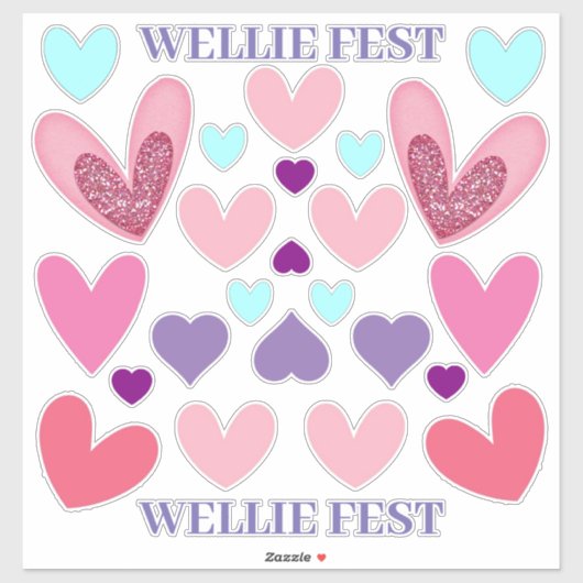 ビニールステッカーをカット - Wellie Fest ハート シール (シート)