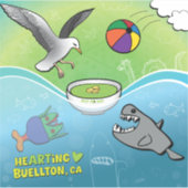 ビニールステッカー – エンドウ豆スープ – Buellton.Art シール (正面)