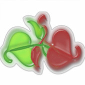 ビニールステッカー – 緑葉と赤の3-D シール (正面)