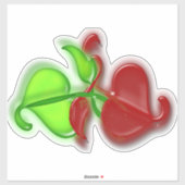 ビニールステッカー – 緑葉と赤の3-D シール (シート)