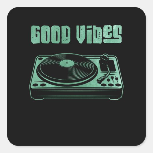 ビニールターンテーブルDJレコード スクエアシール (正面)