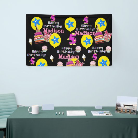 ビニールバナー、ハッピーファイブ誕生日バナー、#5 横断幕 (トレードショー)