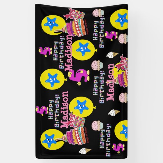 ビニールバナー、ハッピーファイブ誕生日バナー、#5 横断幕 (縦)