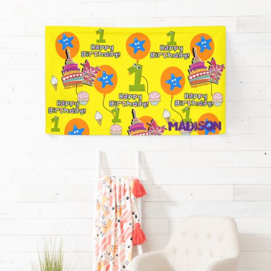 ビニールバナー、ハッピーファースト誕生日バナー、#1 横断幕 (インサイチュ)