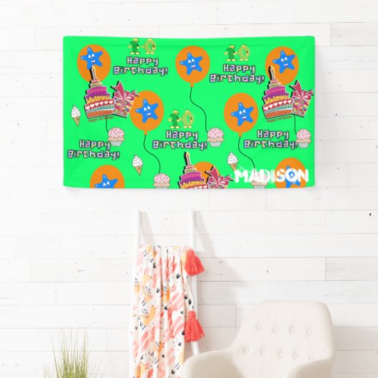 ビニールバナー、ハッピー10誕生日バナー、緑 横断幕 (インサイチュ)