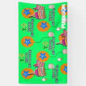 ビニールバナー、ハッピー10誕生日バナー、緑 横断幕 (縦)