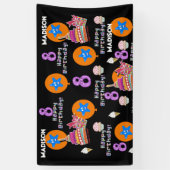 ビニールバナー、ハッピー8誕生日バナー、#8ブラック 横断幕 (縦)