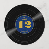 ビニールパーソナライズされたレコードの青金ゴールドテーブル番号 セーブザデート (正面)