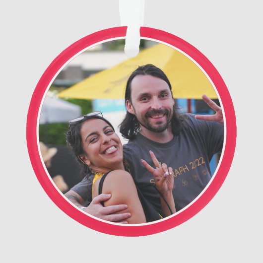 ビニールパーソナライズされたレコード赤スターバスト写真 オーナメント (裏面)