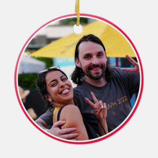 ビニールパーソナライズされたレコード赤線バースト写真 セラミックオーナメント (裏面)