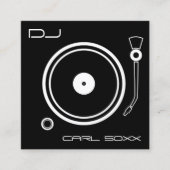 ビニールプレーヤー音楽インスピレーションの黒 スクエア名刺 (正面)