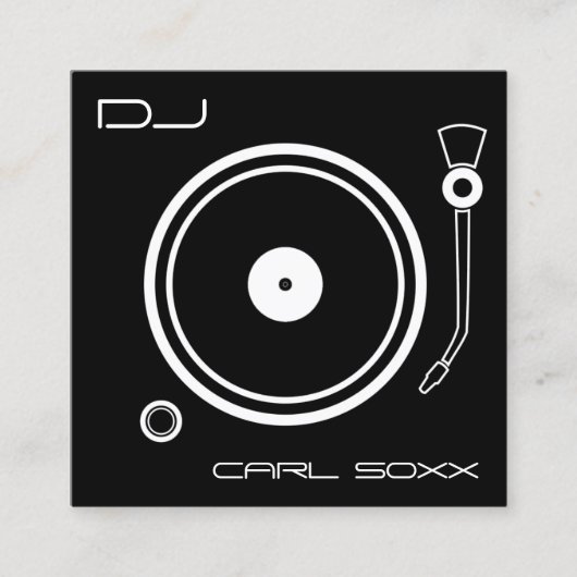 ビニールプレーヤー音楽インスピレーションの黒 スクエア名刺 (正面)