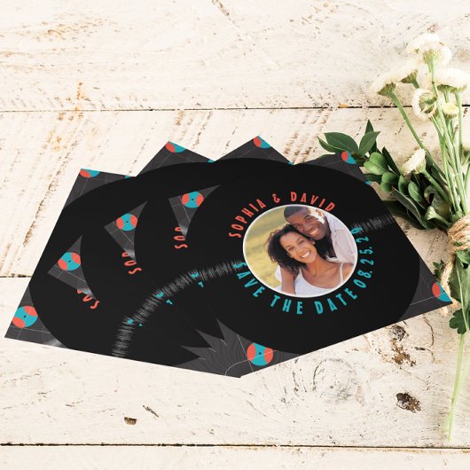 ビニールユニークレコード写真QRコード日付を保存 セーブザデート