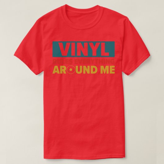 ビニールルールのまわりにすべておもしろいレコード列 Tシャツ (デザイン正面)