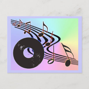 ビニールレコードとノートのはがき ポストカード