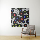 ビニールレコードと音符のシームレスなパターン。 タペストリー (インサイチュ(横))