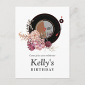 ビニールレコードの誕生日招待状はがき インビテーションポストカード (正面)