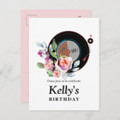 ビニールレコードの誕生日招待状はがき インビテーションポストカード (正面/裏面)