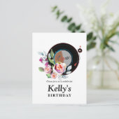 ビニールレコードの誕生日招待状はがき インビテーションポストカード (スタンド正面)