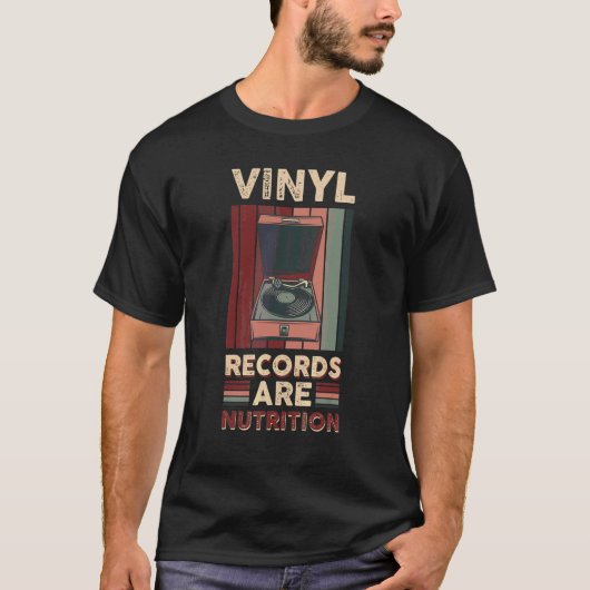 ビニールレコードは栄養です Tシャツ (正面)