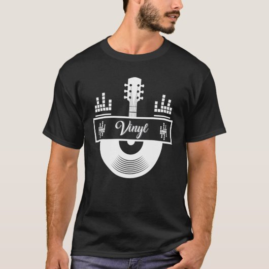 ビニールレコードギター音楽 Tシャツ (正面)