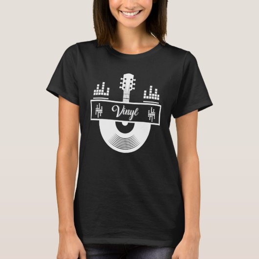 ビニールレコードギター音楽 Tシャツ (正面)