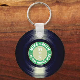 ビニールレコードグリーンキーチパーソナライズされたェン キーホルダー