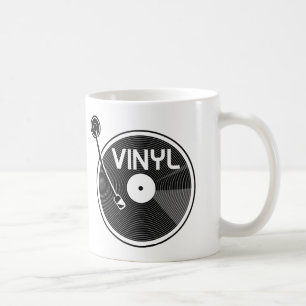 ビニールレコードターンテーブル白黒 コーヒーマグカップ