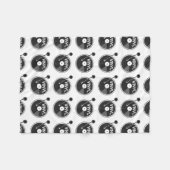 ビニールレコードターンテーブル白黒 フリースブランケット (正面(横))