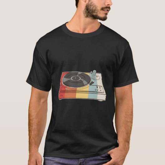 ビニールレコードターンテーブルDj Tシャツ (正面)