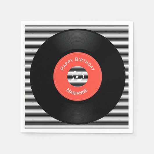 ビニールレコードデザイン紙ナプキンス スタンダードカクテルナプキン (正面)